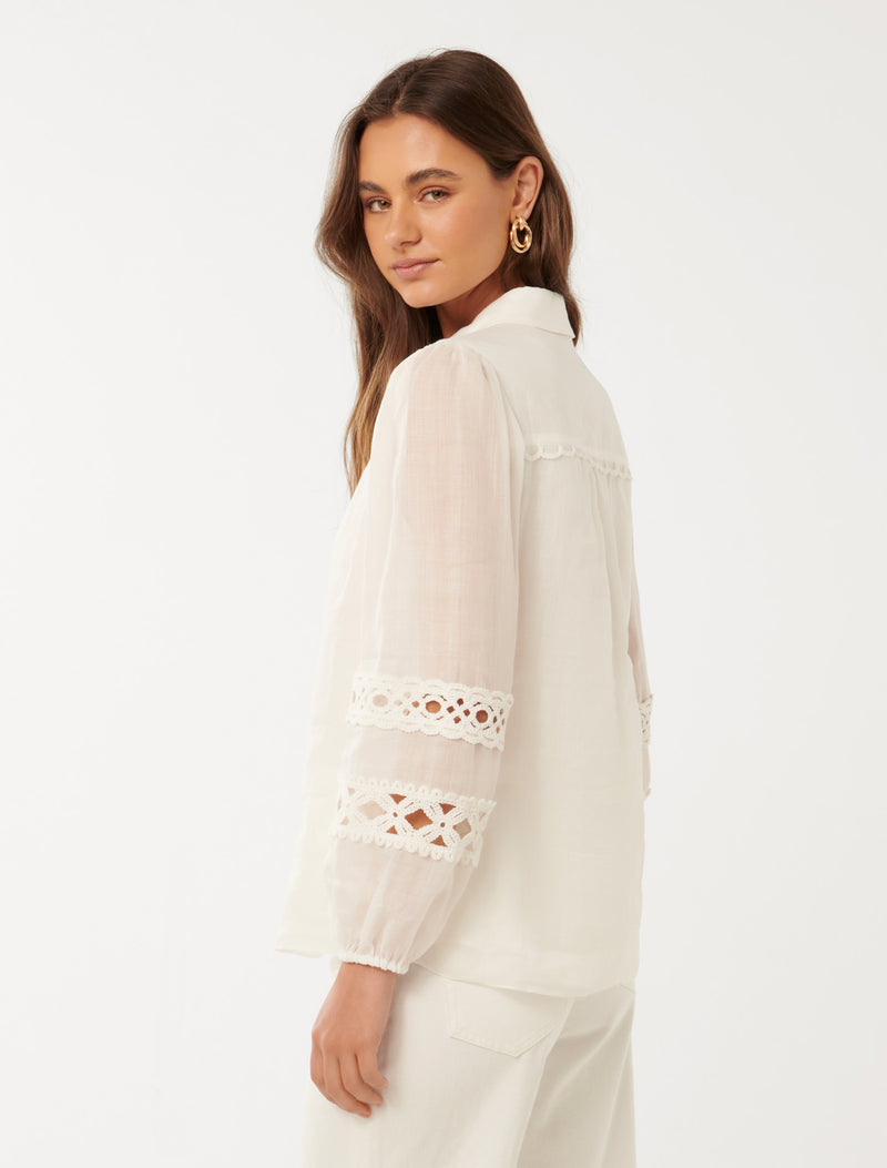 Carina Crochet Trim Shirt Forever New