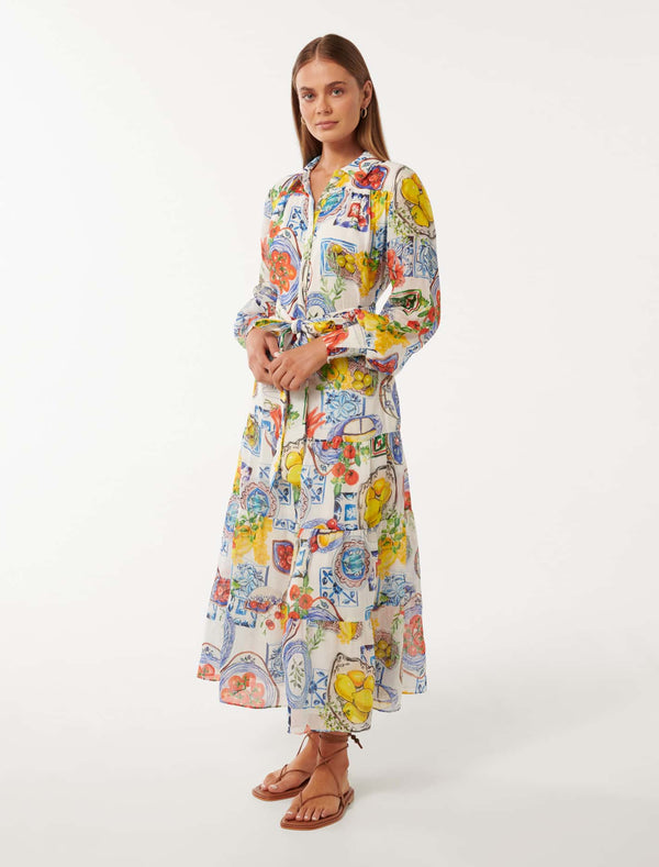 Sylvie Tiered Shirt Midi Dress Forever New