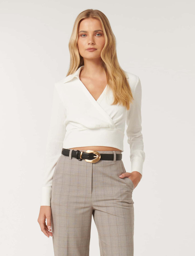 Tonya Textured Wrap Shirt Forever New