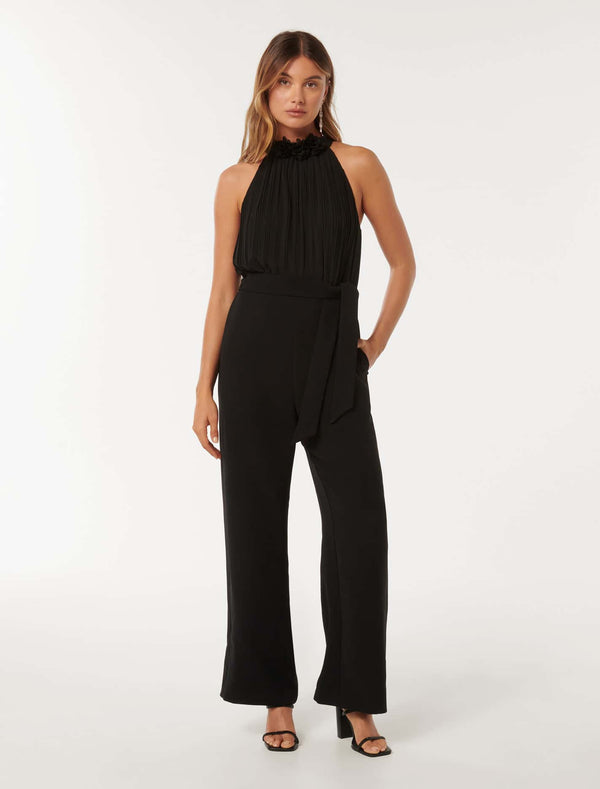 Carter Pleated Rosette Jumpsuit Forever New