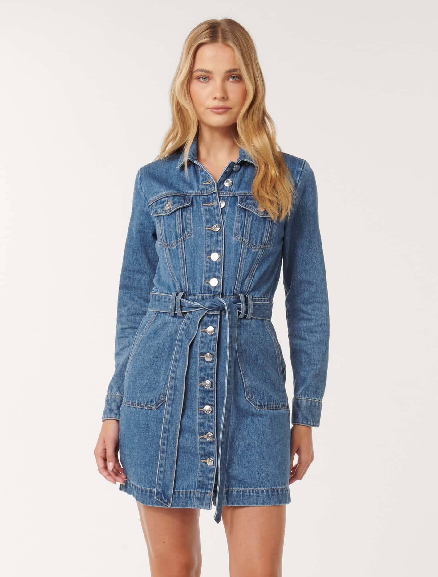 Raelyn Denim Dress Mid Wash | Forever New