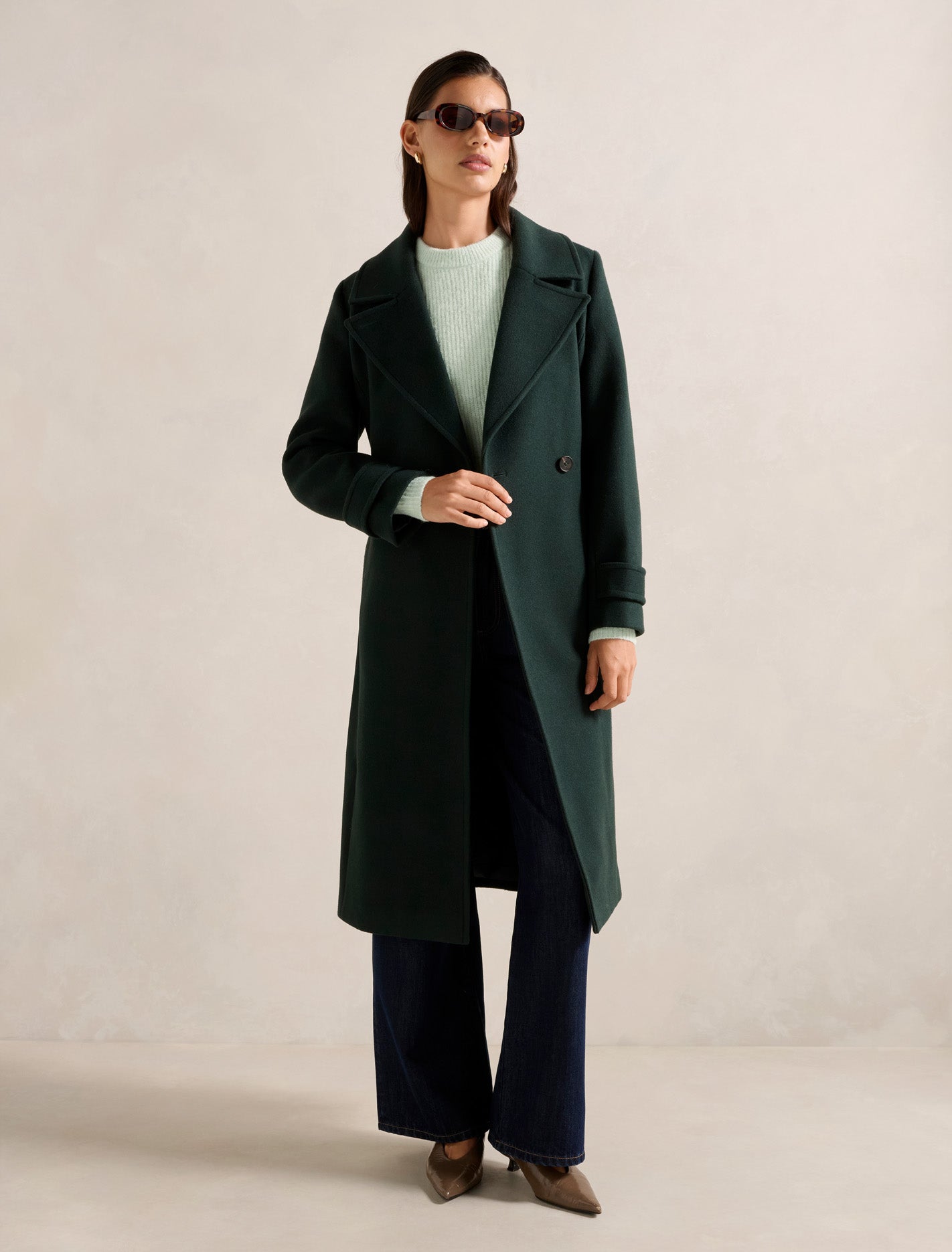 Sadie Belted Coat Dark Khaki Forever New