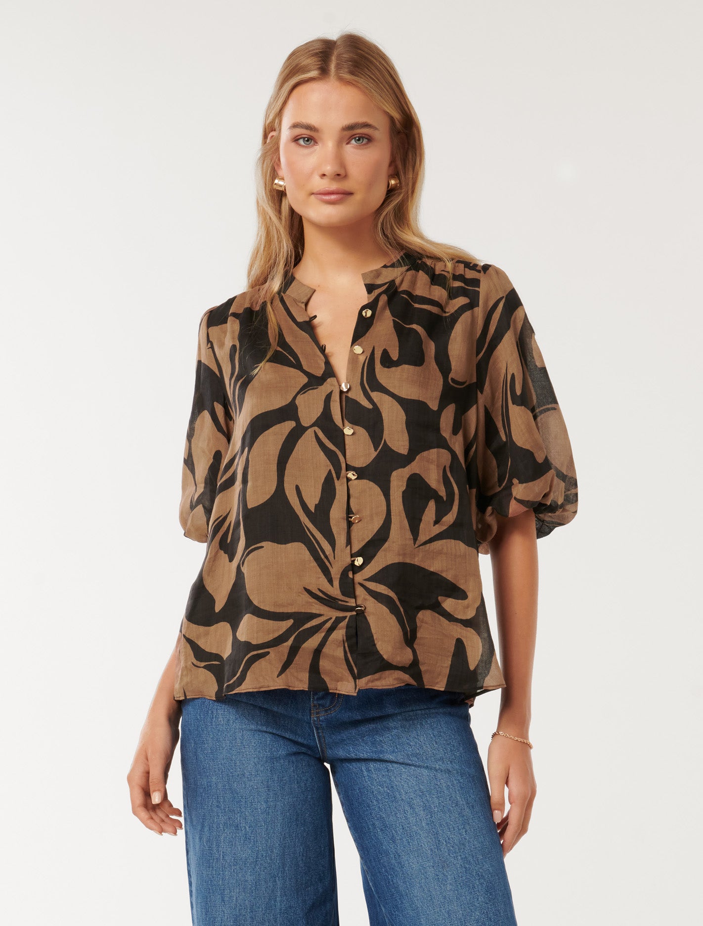 Paloma Puff Sleeve Blouse Ari Abstract | Forever New