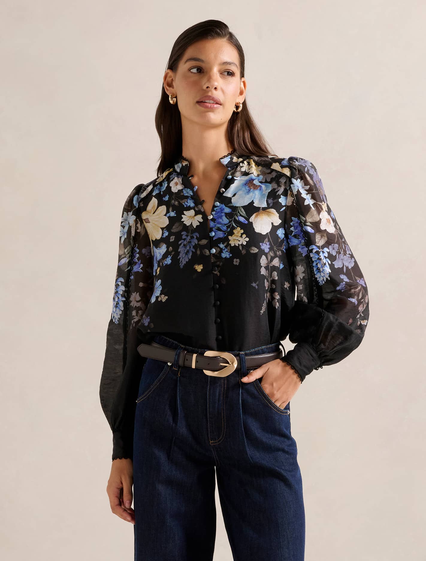 Emma Trimmed Blouse Mila Floral Forever New
