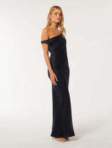 Blake Satin Tipped Shoulder Maxi Dress Forever New