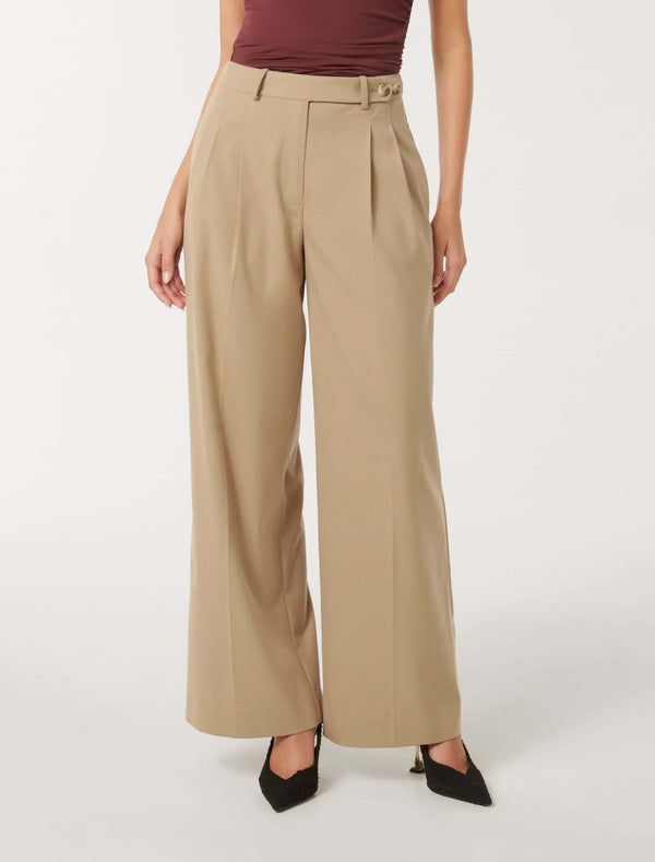 Toni Wide Leg Pants Brown Sugar Forever New