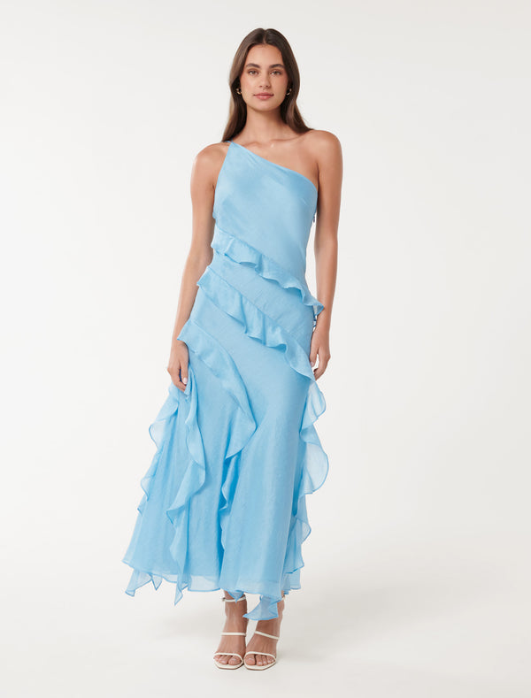 Belle One Shoulder Ruffle Dress Forever New