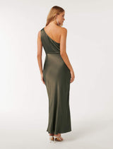 Emily One Shoulder Satin Maxi Dress Forever New