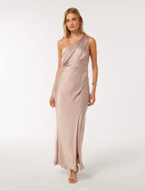 Emily One Shoulder Satin Maxi Dress Forever New