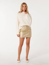 Ashlyn Vegan Leather Metallic Mini Skirt Forever New
