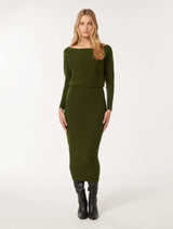 Ciara Tipped Shoulder Midi Dress Forever New