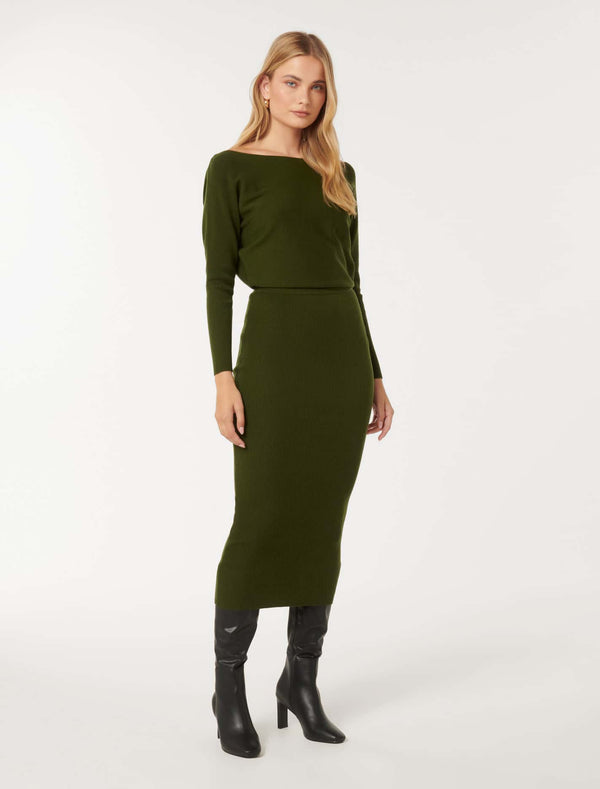 Ciara Tipped Shoulder Midi Dress Forever New