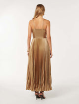 Jayden Metallic Pleated Maxi Dress Forever New