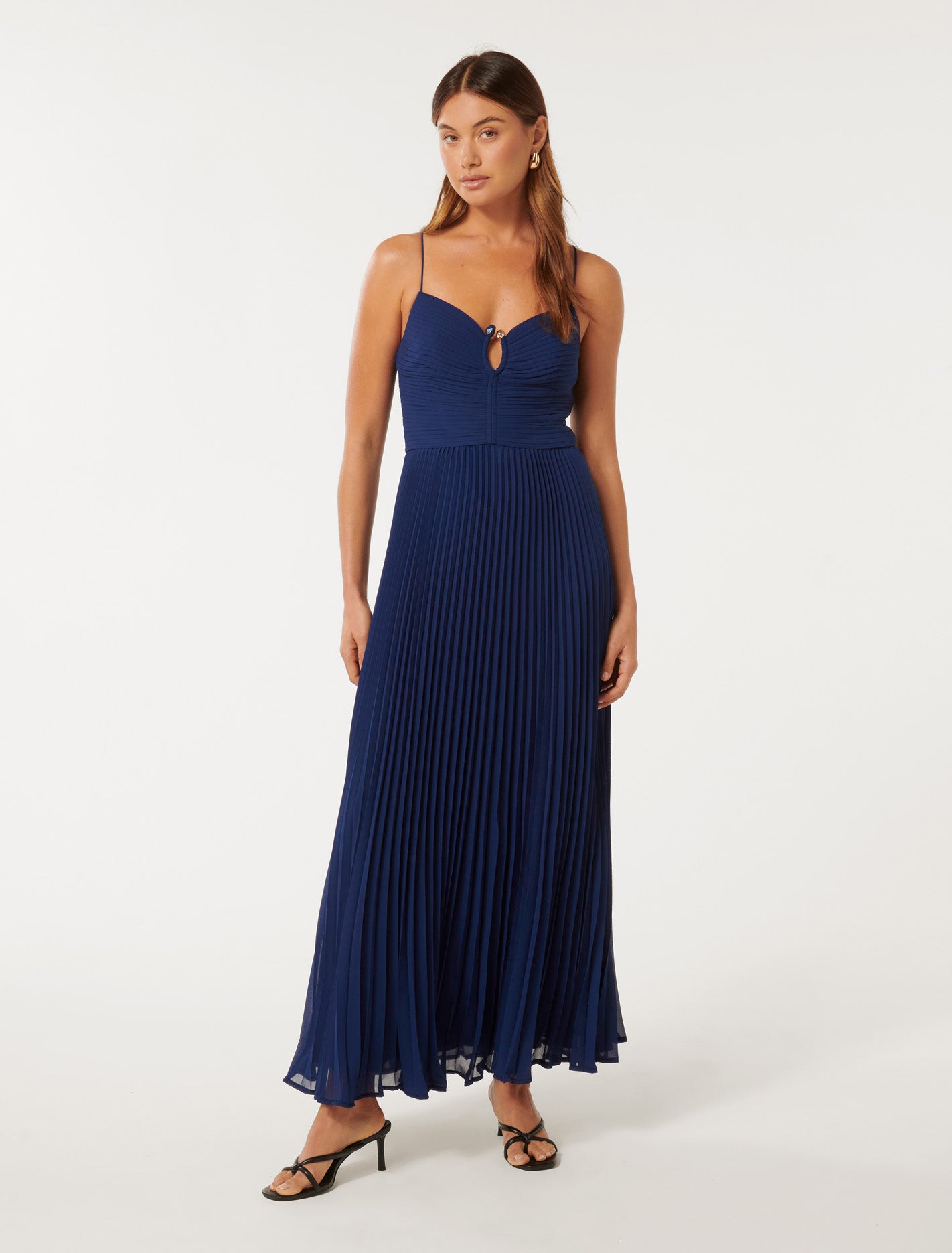 Loreto Pleated Maxi Dress Sapphire Blue | Forever New