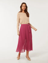 Forever new pink pleated skirt hotsell