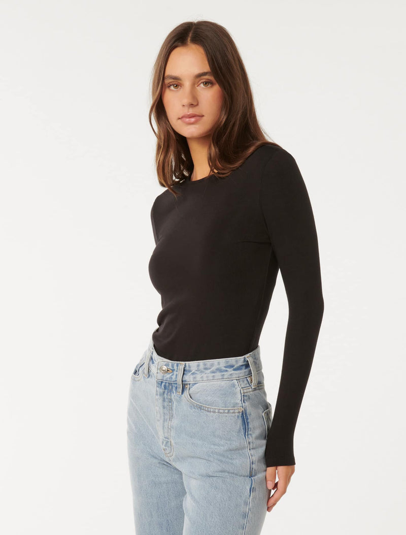 Janelle Long Sleeve Crew Neck Top Forever New