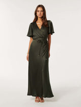 Chelsea Flutter Sleeve Satin Maxi Dress Forever New