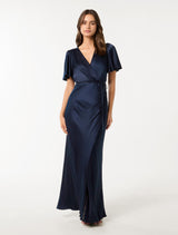 Chelsea Flutter Sleeve Satin Maxi Dress Forever New