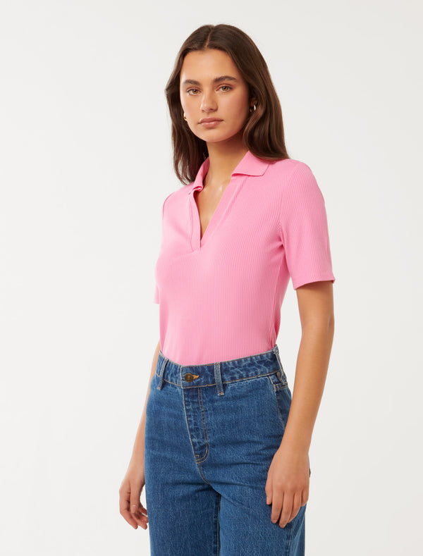 Pamela Polo V-Neck Top Forever New