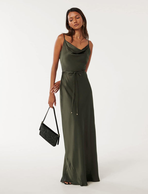 Lucy Petite Satin Cowl Maxi Dress Forever New