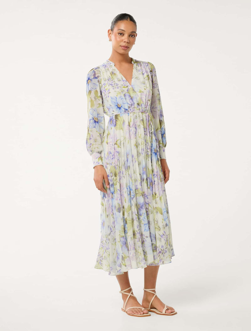 Saskia Pleat Wrap Midi Dress Forever New