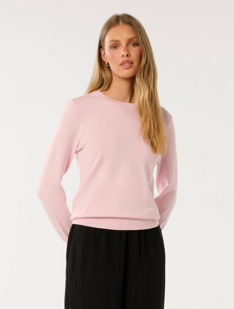 Katie Crew Neck Sweater Pink Forever New