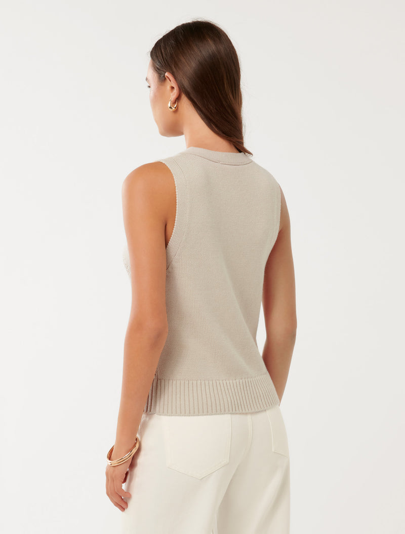 Sofia Cable Knit Waistcoat Forever New