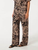 Ella Printed Elastic Waist Wide Leg Pants Forever New