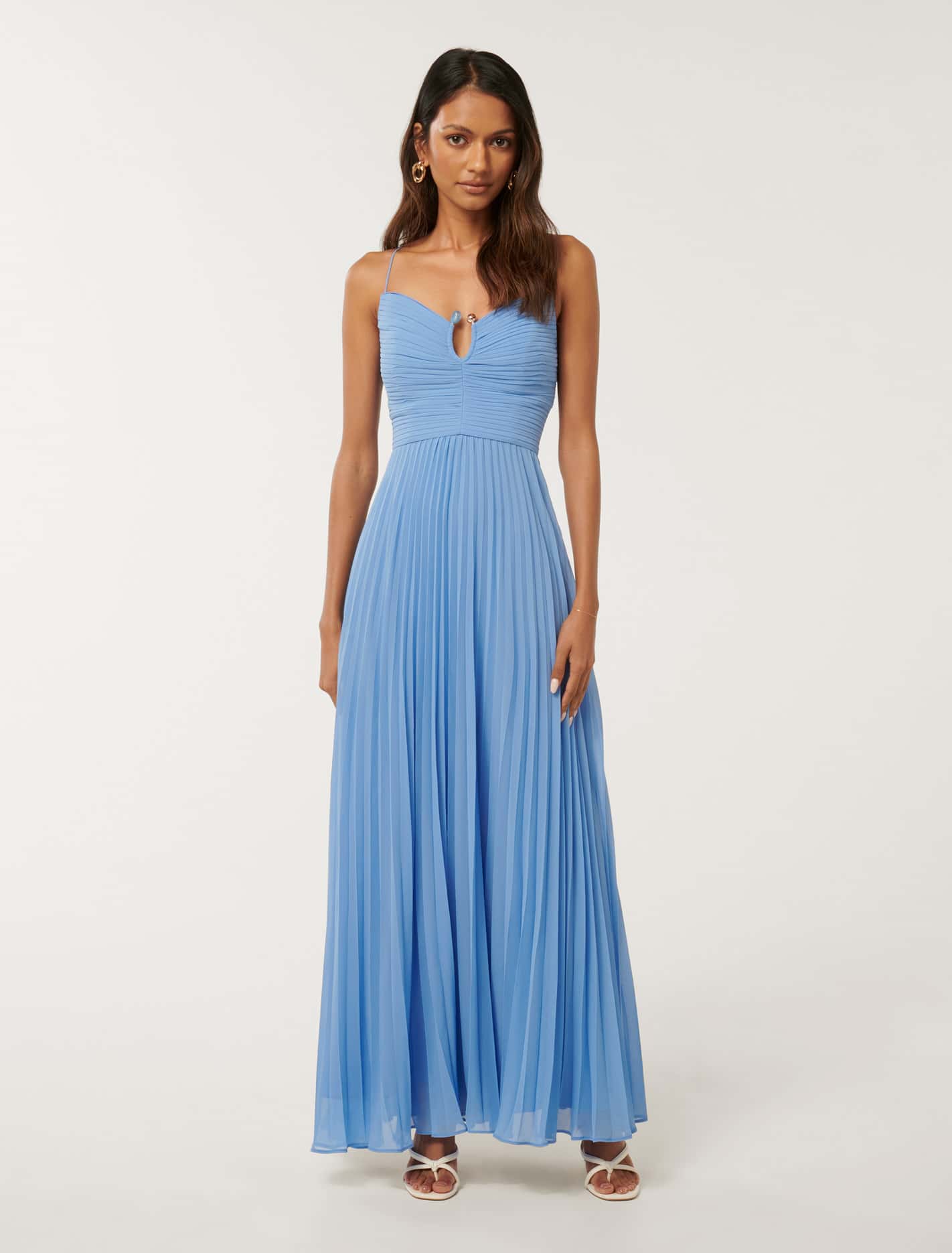 Loreto Petite Pleated Maxi Dress Light Azure | Forever New