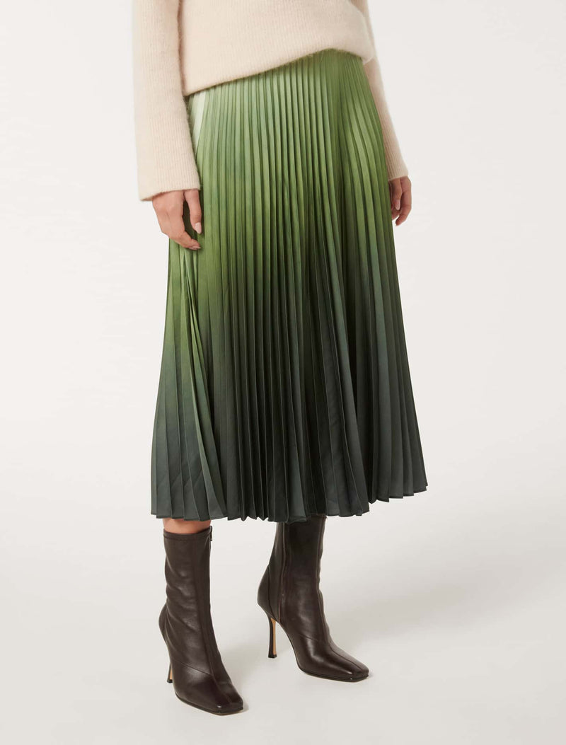 Evangeline Satin Pleated Maxi Skirt Forever New