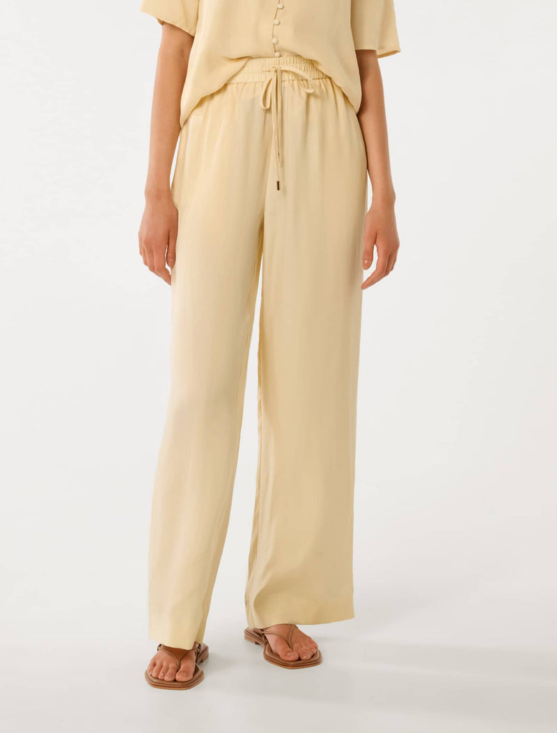 Emma Cupro Wide Leg Pants Vanilla Co-ord Forever New