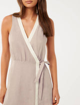 Ellie Linen Contrast Wrap Skort Playsuit Forever New