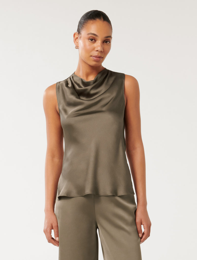 Sallie Satin Cowl Tank Top Forever New