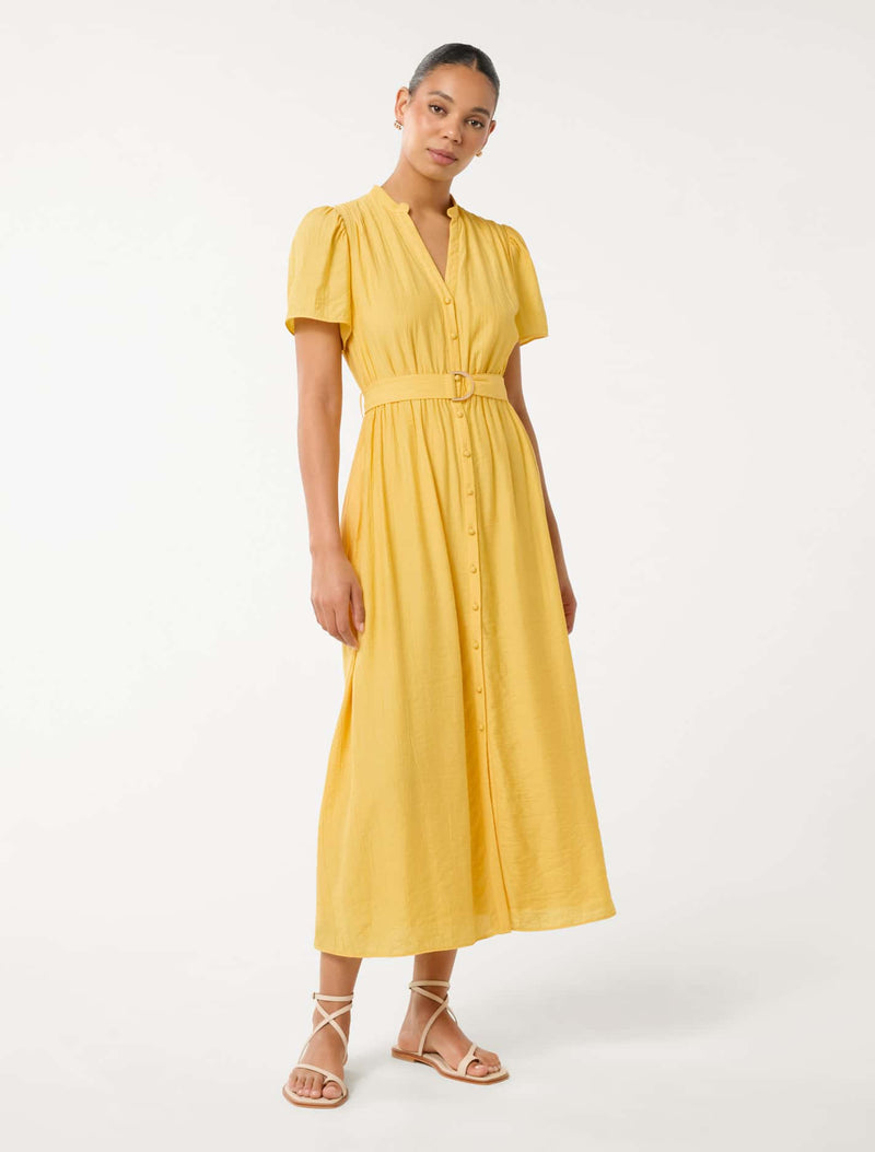 Logan Flutter Sleeve Shirt Midi Dress Forever New