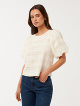 Sara Check Bubble Sleeve Top Forever New