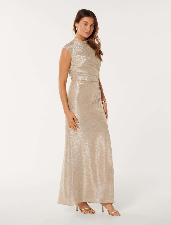 Fallon Metallic Maxi Dress Forever New