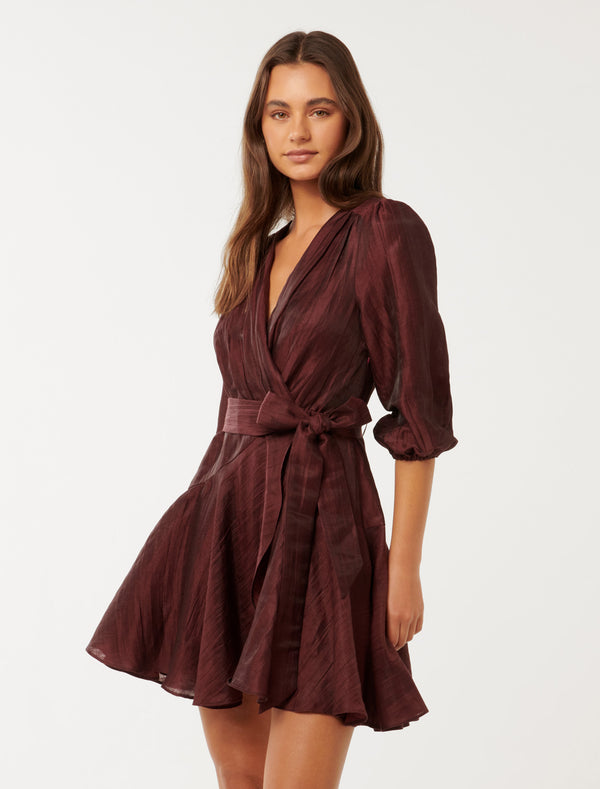 Matilda Textured Wrap Mini Dress Forever New