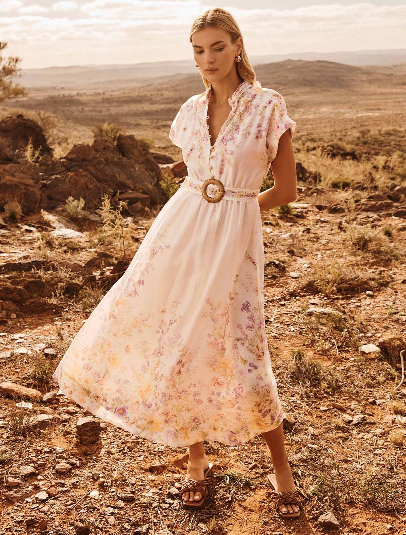 ワンピース Floral Cut-Out Long Dress-french lilac/M Floral Cut-Out Long Dress french lilac（Mollie Printed Midi