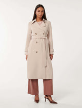 Leanne Crepe Trench Coat Stone Taupe Forever New