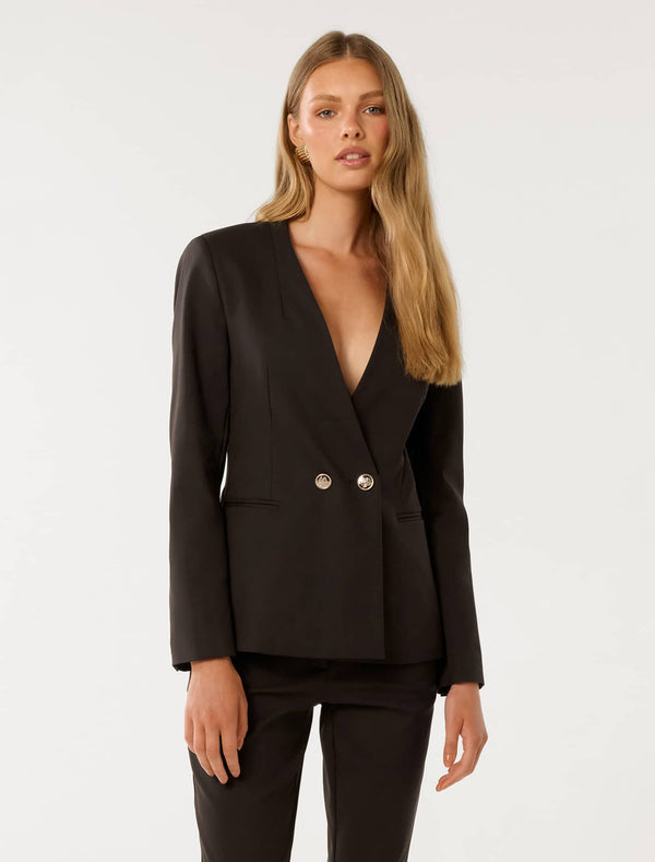 Taylor Double Breasted Blazer Cacao Suit Forever New