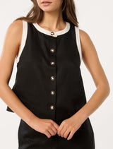 Ruth Button Front Top With Tipping Forever New