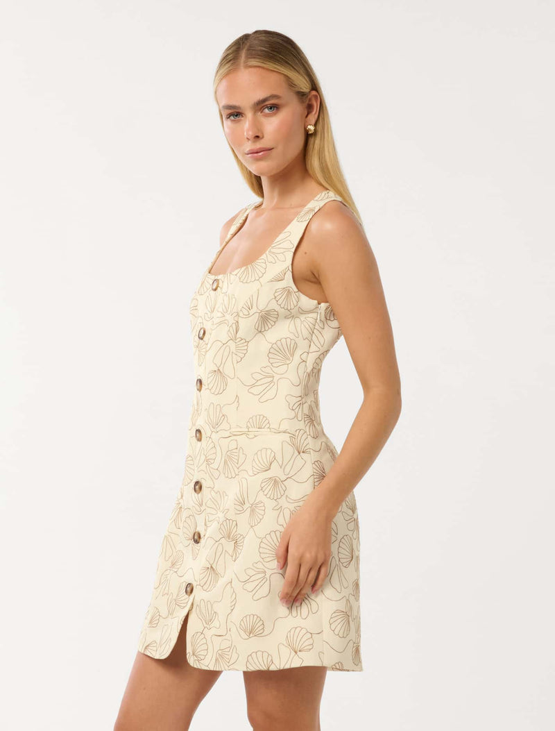 Ramsey Embroidered Linen Mini Dress Forever New