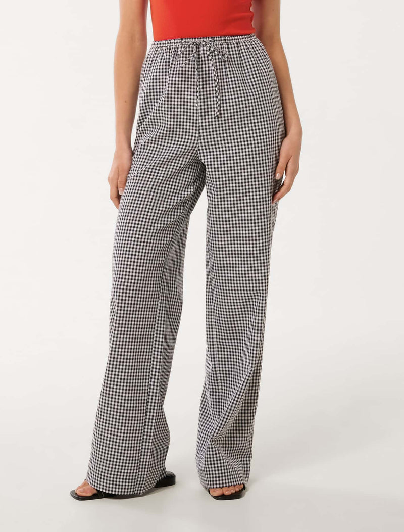 Minnie Gingham Wide Leg Pants Forever New