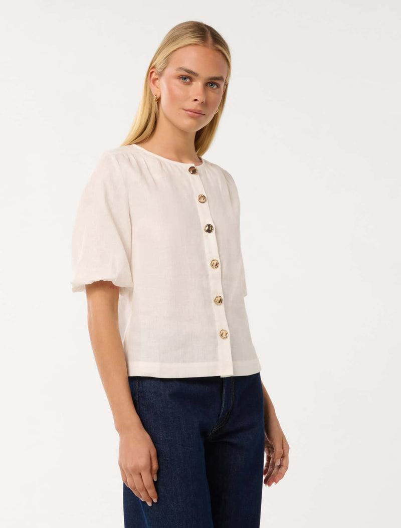 Riley Button Front Top Forever New