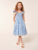 Amelia Shirred Frill Girls Dress Forever New