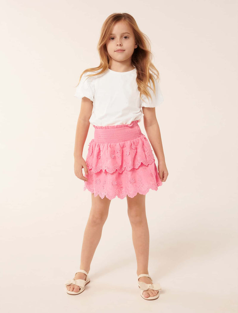 Billie Embroidered Shirred Girls Skirt Forever New