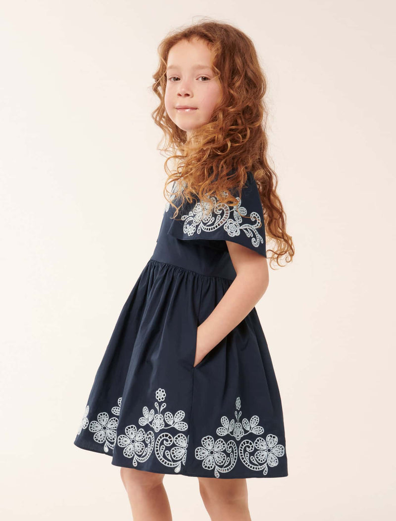 Olivia Broderie Flutter Girls Dress Forever New