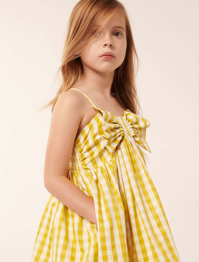 Helena Bow Gingham Girls Dress Forever New