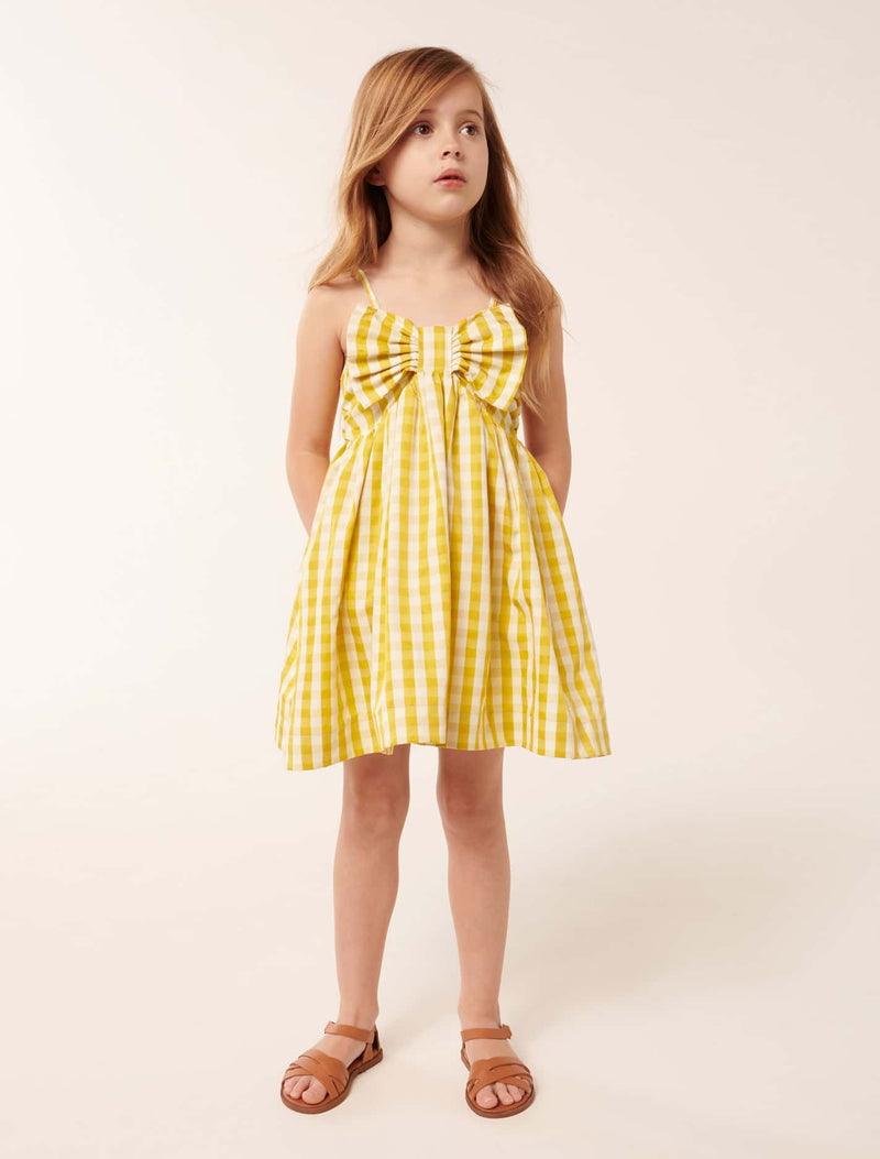 Helena Bow Gingham Girls Dress Forever New