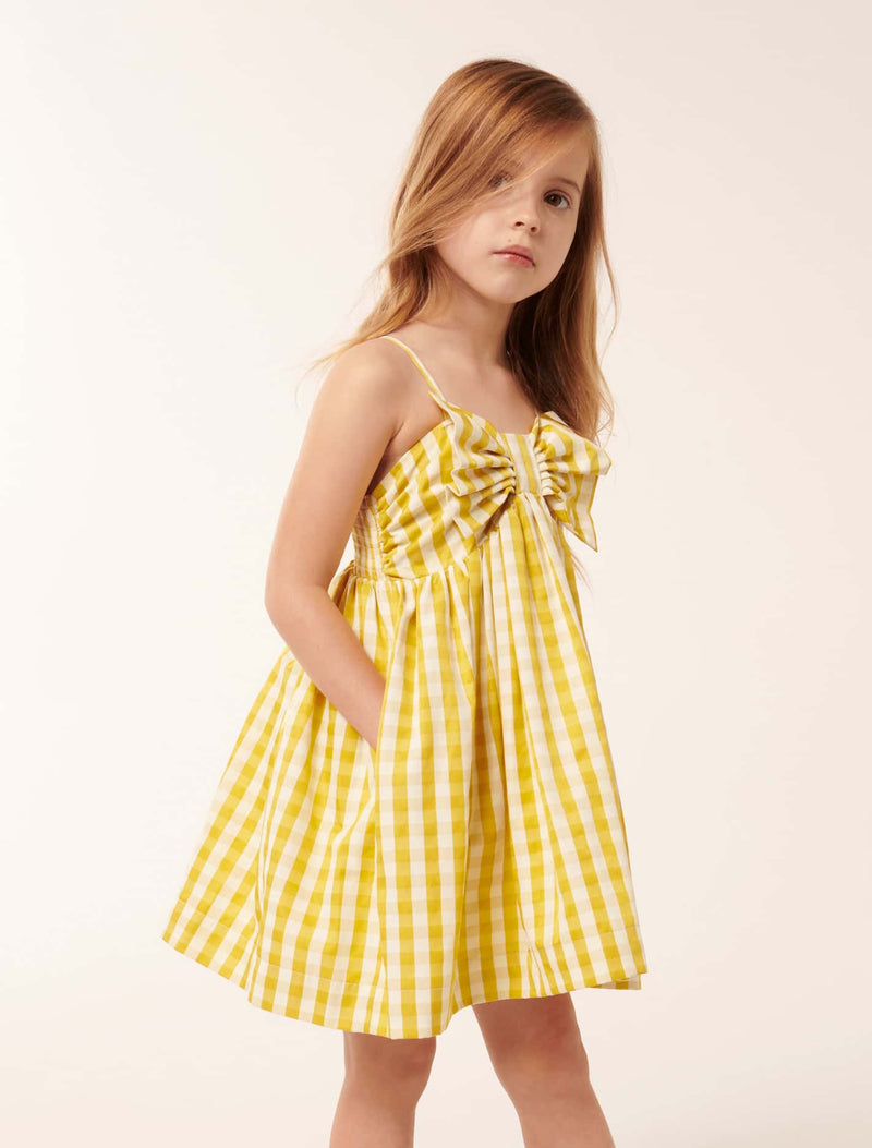 Helena Bow Gingham Girls Dress Forever New